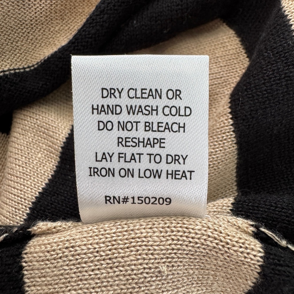 La Ligne Serge Cardigan Medium Tan Black Striped V-Neck Button Front Lightweight - Picture 12 of 13